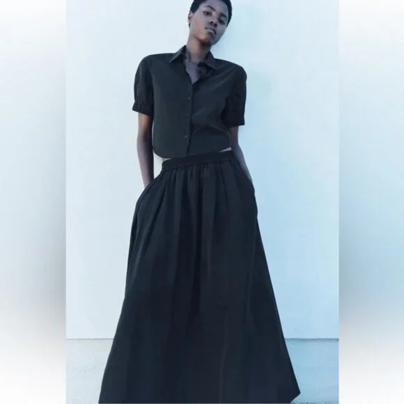 Zara | Skirts | Zara Full Midi Skirt Zw Collection | Poshmark